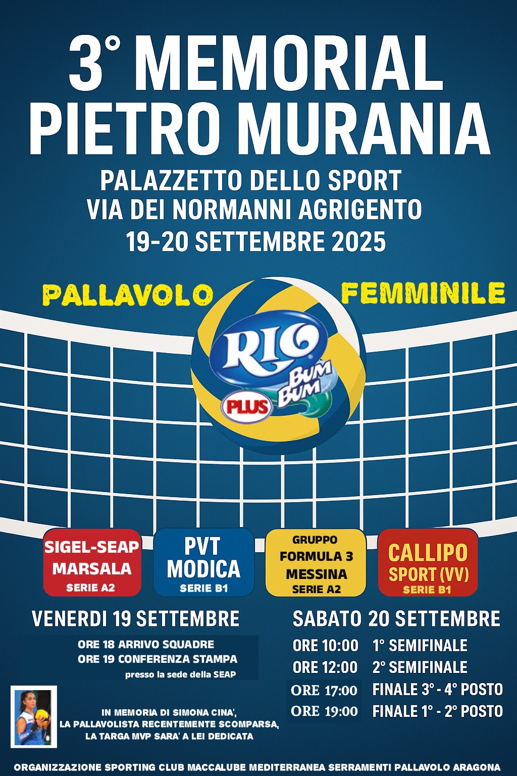 Agrigento, al via il 3° Memorial Pietro Murania: due giorni di grande volley femminile